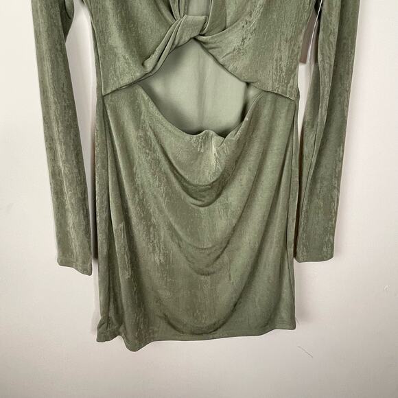 Significant Other Khaki Ivy Cutout Long Sleeve Jersey Minidress NWT Size 10 - Picture 4 of 9